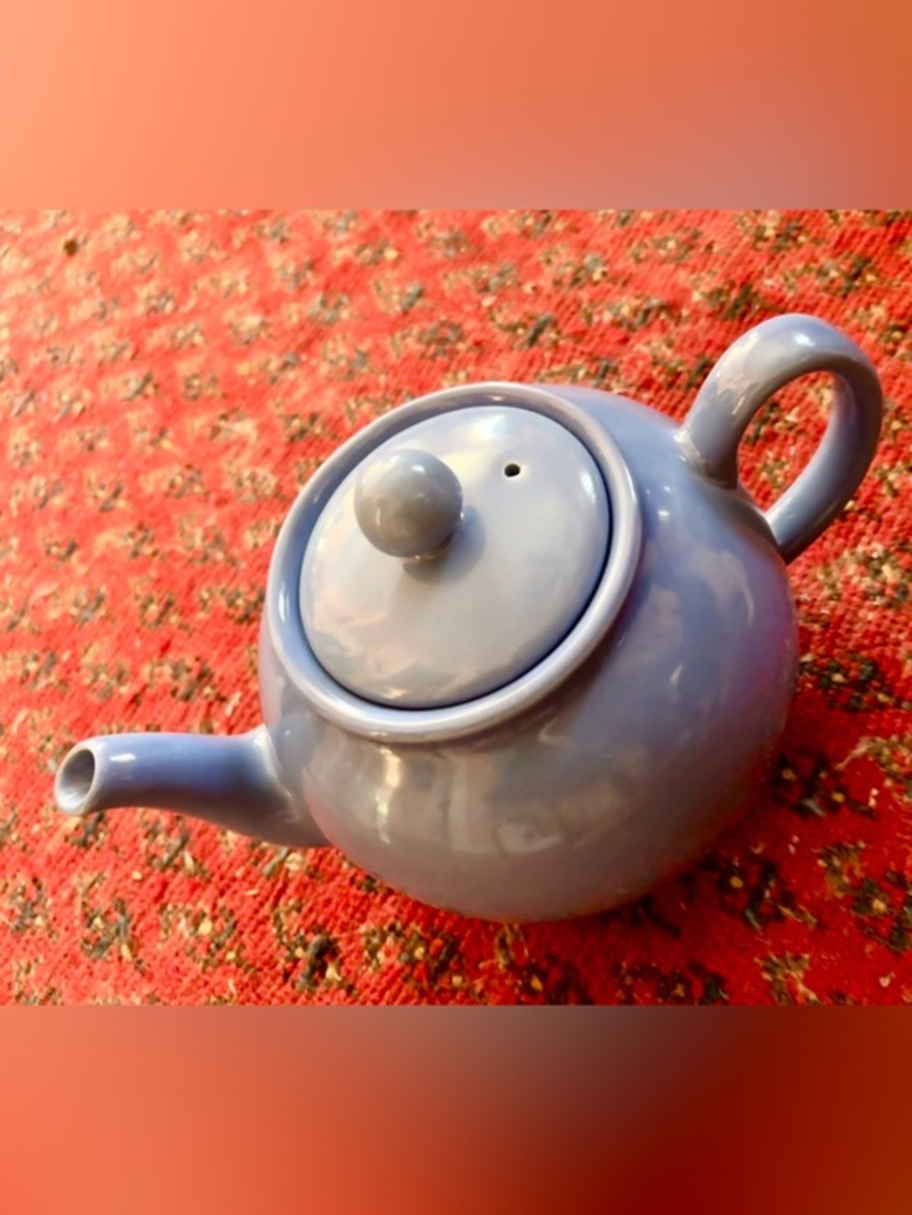 Glazed Light Blue Ceramic Teapot with Comfortable Handle